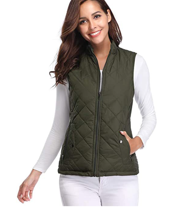 Lightly Padded Stylish Women's Bodywarmer - Lara-Olive Green-S-Nora Luxe