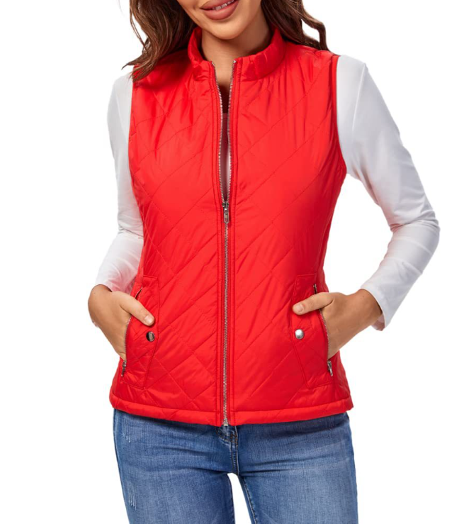 Lightly Padded Stylish Women's Bodywarmer - Lara-Red-S-Nora Luxe