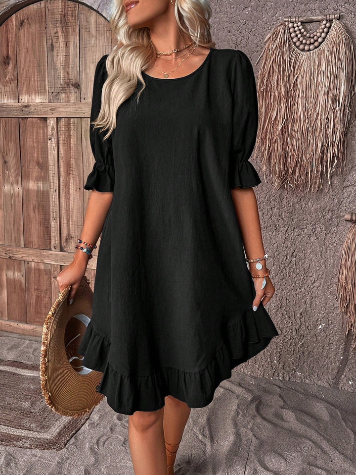 Lightweight Boho Summer Dress – Ylva-Black-S-State of Style