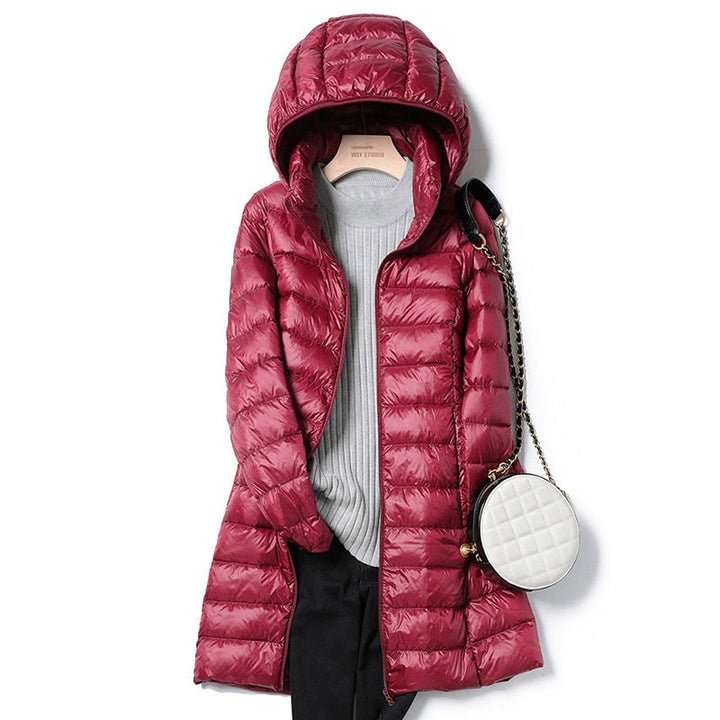 Lightweight Casual Women's Winter Jacket - Nova-Bordeaux Red-M-Nora Luxe