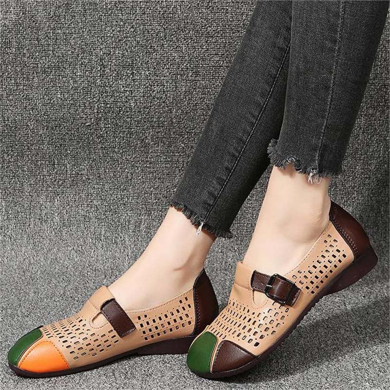 Lightweight Ladies' Sandals with Buckle – Zoë-Beige-3-State of Style