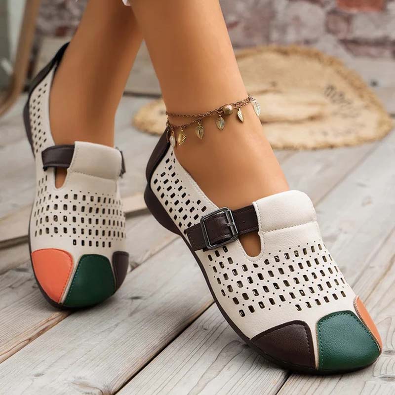 Lightweight Ladies' Sandals with Buckle – Zoë-Beige-3-State of Style