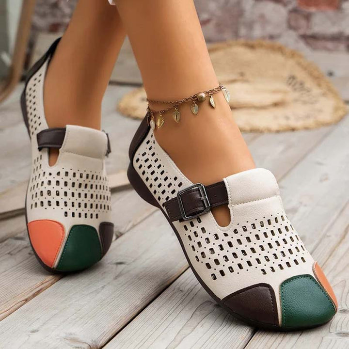 Lightweight Ladies' Sandals with Buckle – Zoë-Beige-3-State of Style