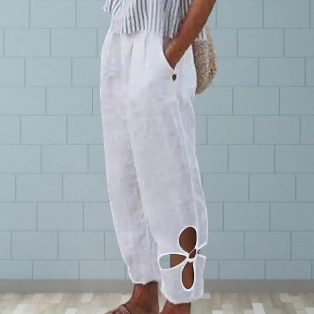 Lightweight Ladies Trousers with Relaxed Fit – Mireen-White-S-State of Style