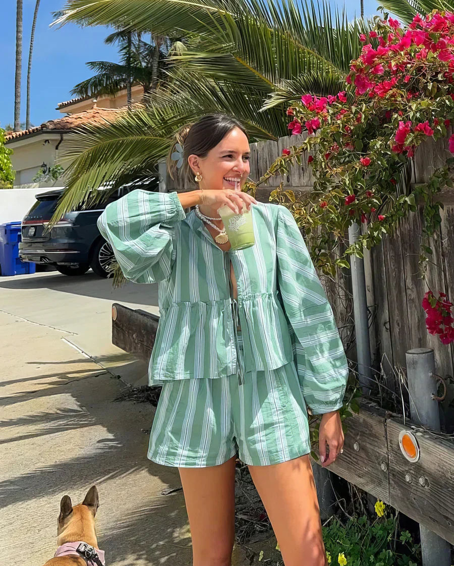 Lightweight leisure outfit for women – Solenne-Green-S-Nora Luxe