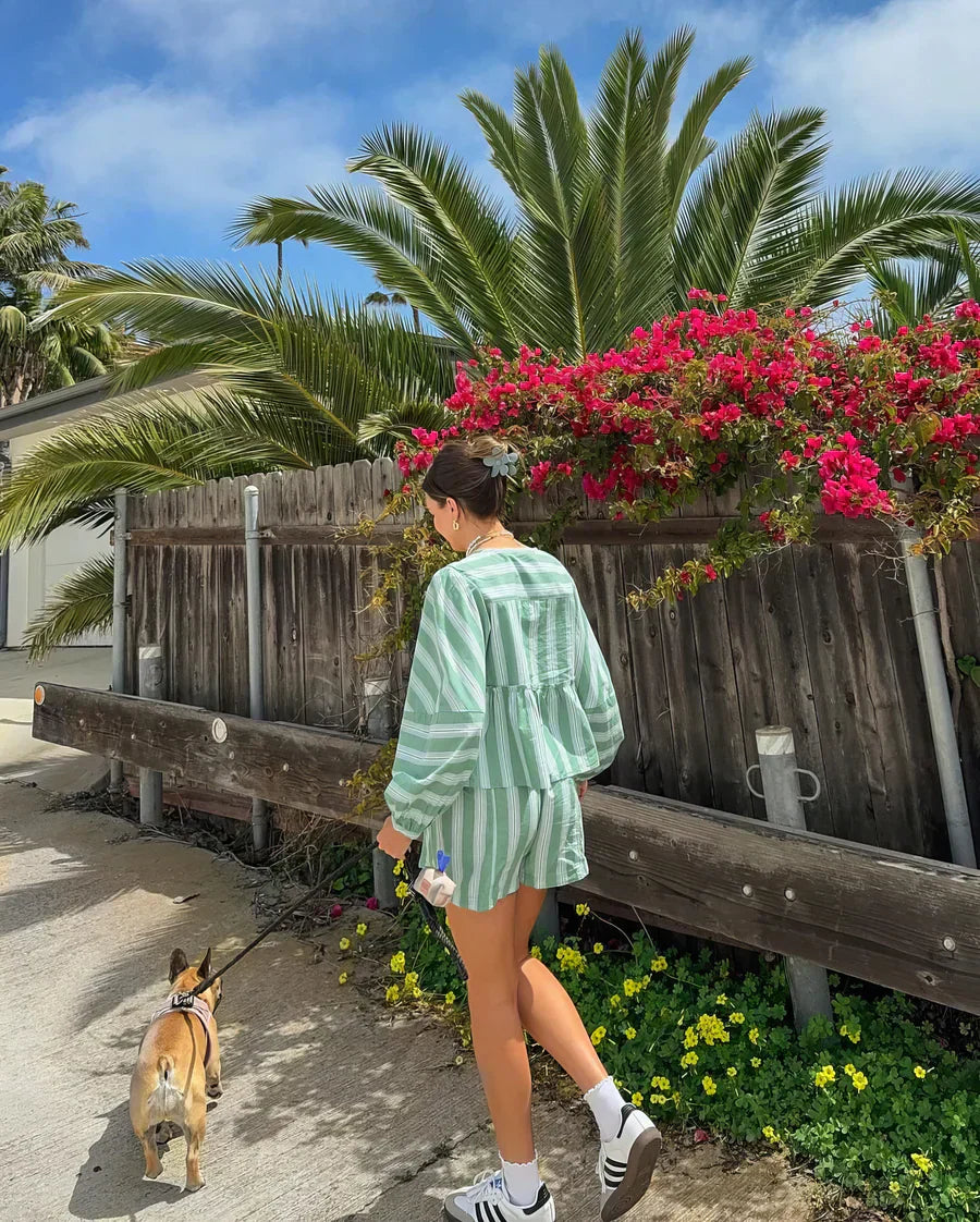 Lightweight leisure outfit for women – Solenne-Green-S-Nora Luxe