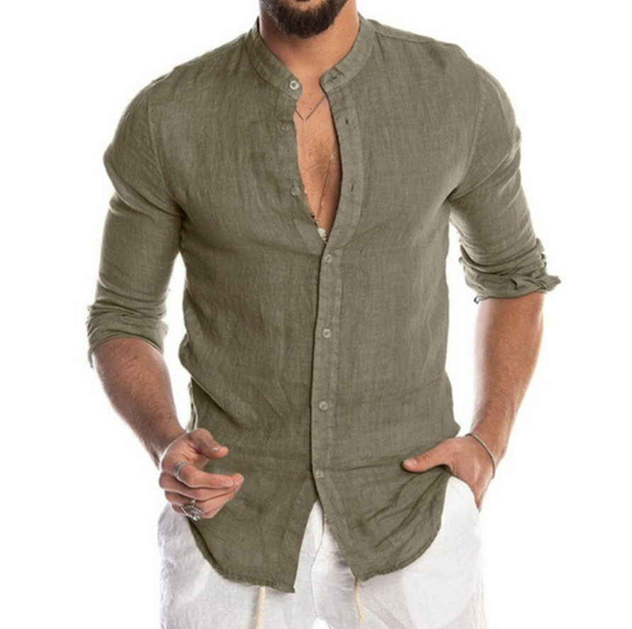 Lightweight Linen Shirt for Men - Arlo-Green-M-Nora Luxe
