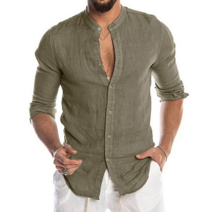 Lightweight Linen Shirt for Men - Arlo-Green-M-Nora Luxe