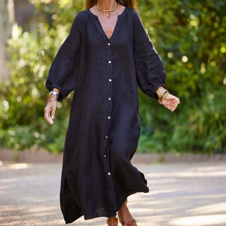 Lightweight Long Summer Dress - Naomi-Black-2XS-Nora Luxe