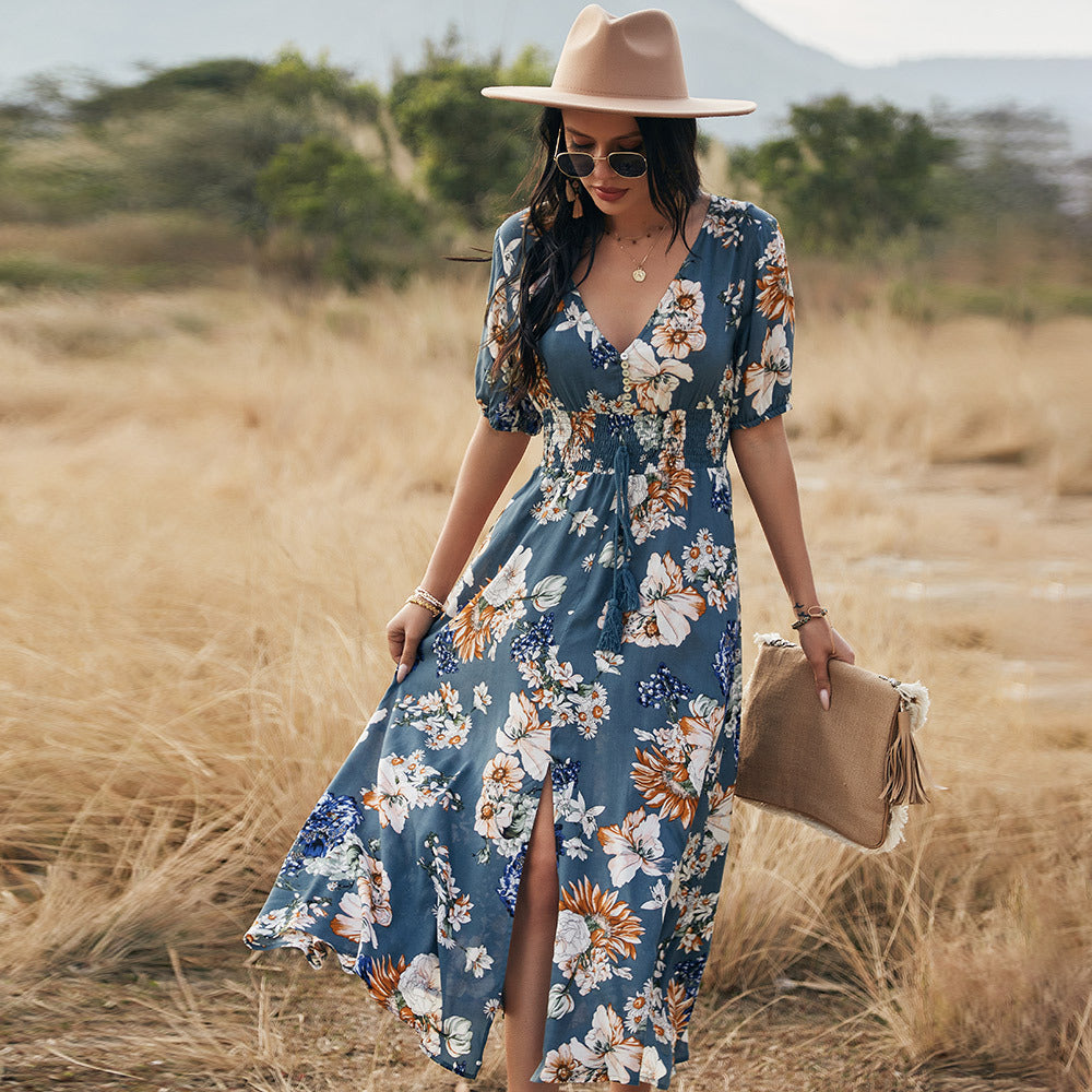 Lightweight Loose-Fitting Summer Dress – Ismay-Blue-S-State of Style