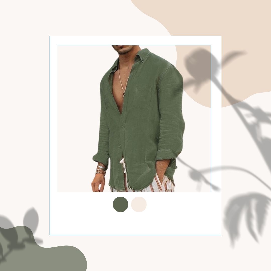 Lightweight Men's Cotton Shirt - Elias-Green-M-Nora Luxe