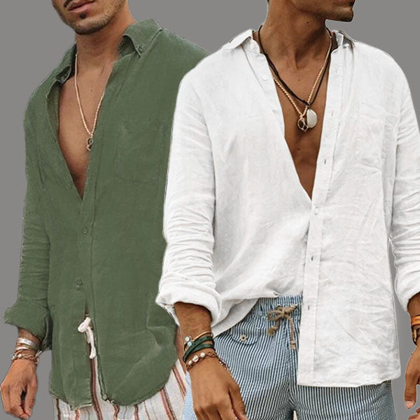 Lightweight Men's Cotton Shirt - Elias-Green-M-Nora Luxe