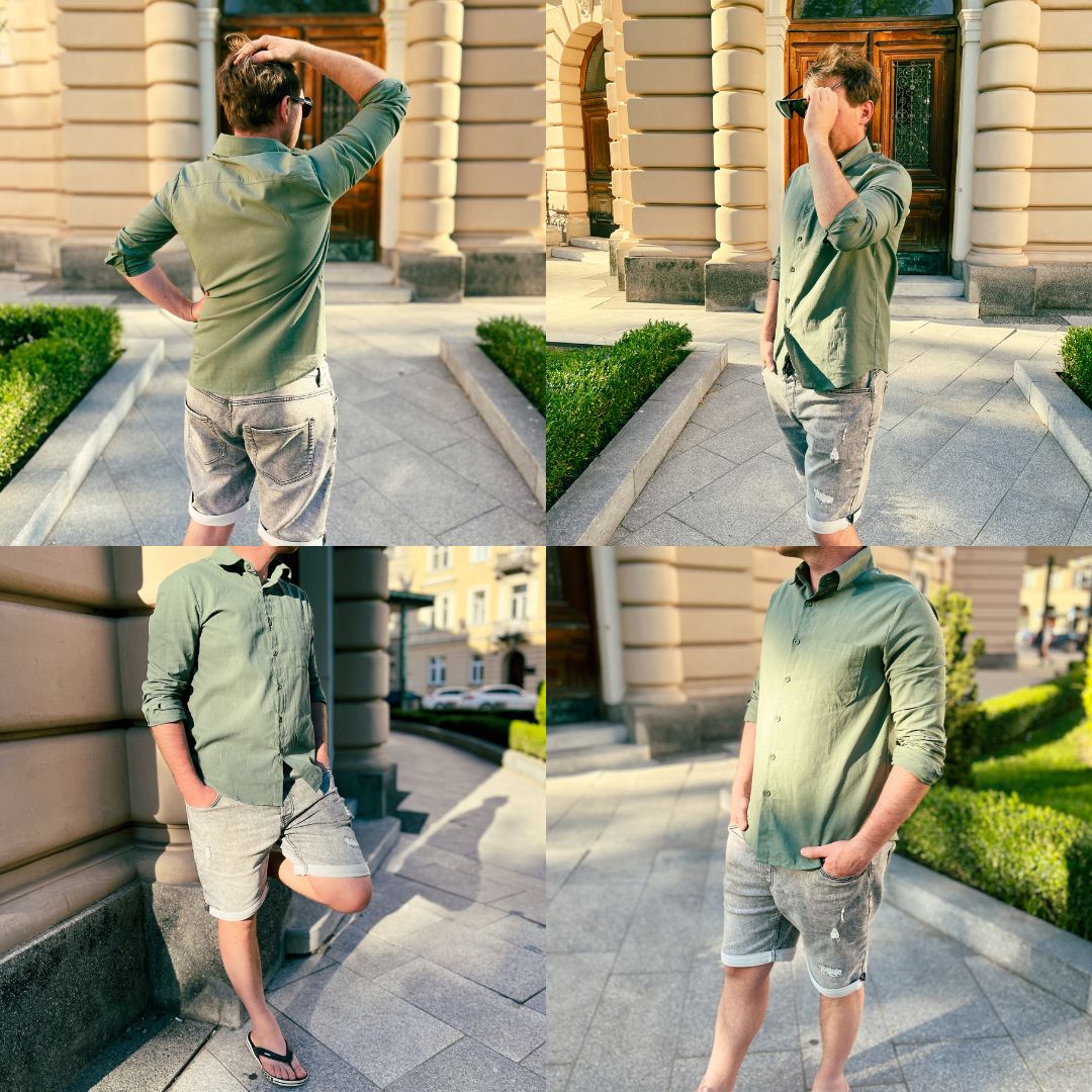 Lightweight Men's Cotton Shirt - Elias-Green-M-Nora Luxe