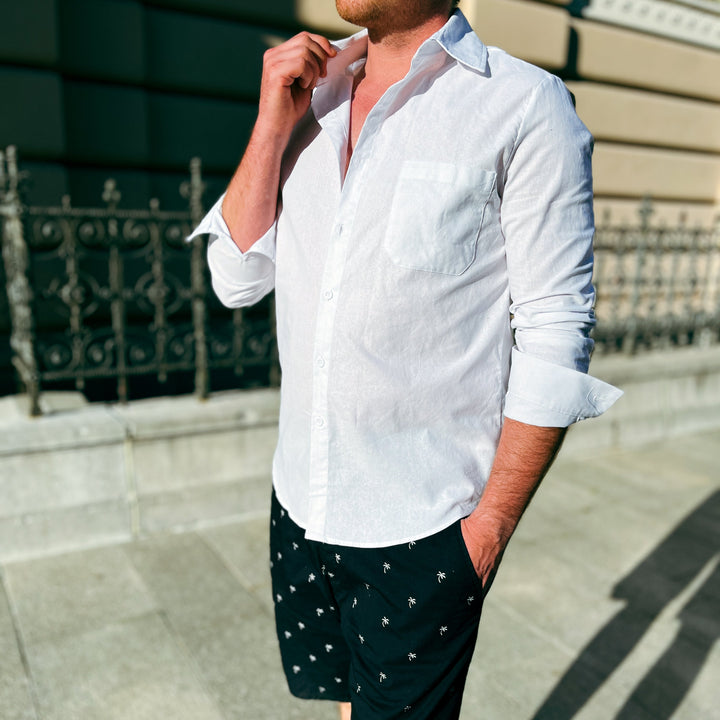 Lightweight Men's Cotton Shirt - Elias-Green-M-Nora Luxe