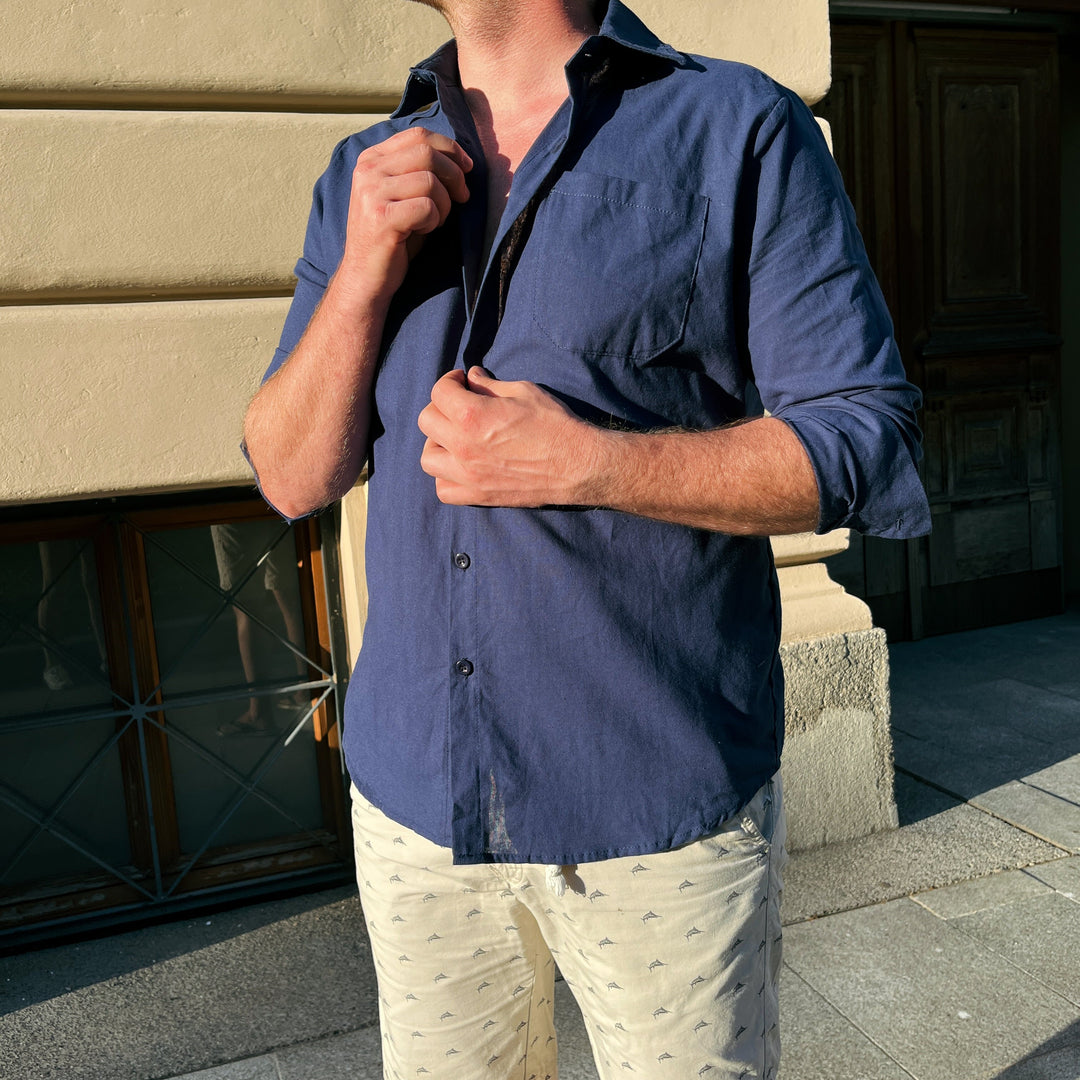 Lightweight Men's Cotton Shirt - Elias-Green-M-Nora Luxe