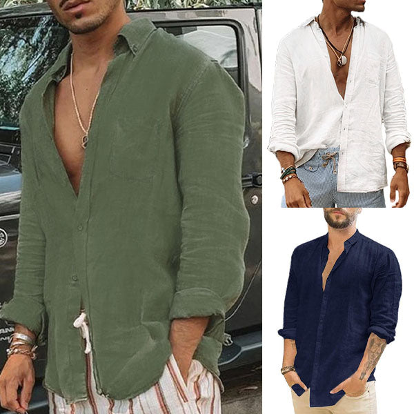 Lightweight Men's Cotton Shirt - Elias-Green-M-Nora Luxe