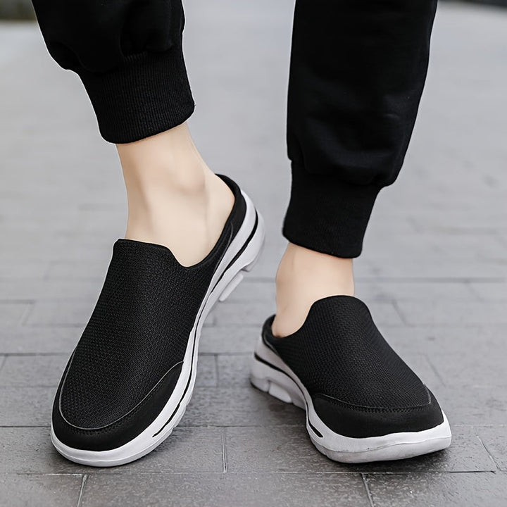 Lightweight Men's Slip-On Slippers with Comfortable Footbed - Lucas-Black-2.5-Nora Luxe