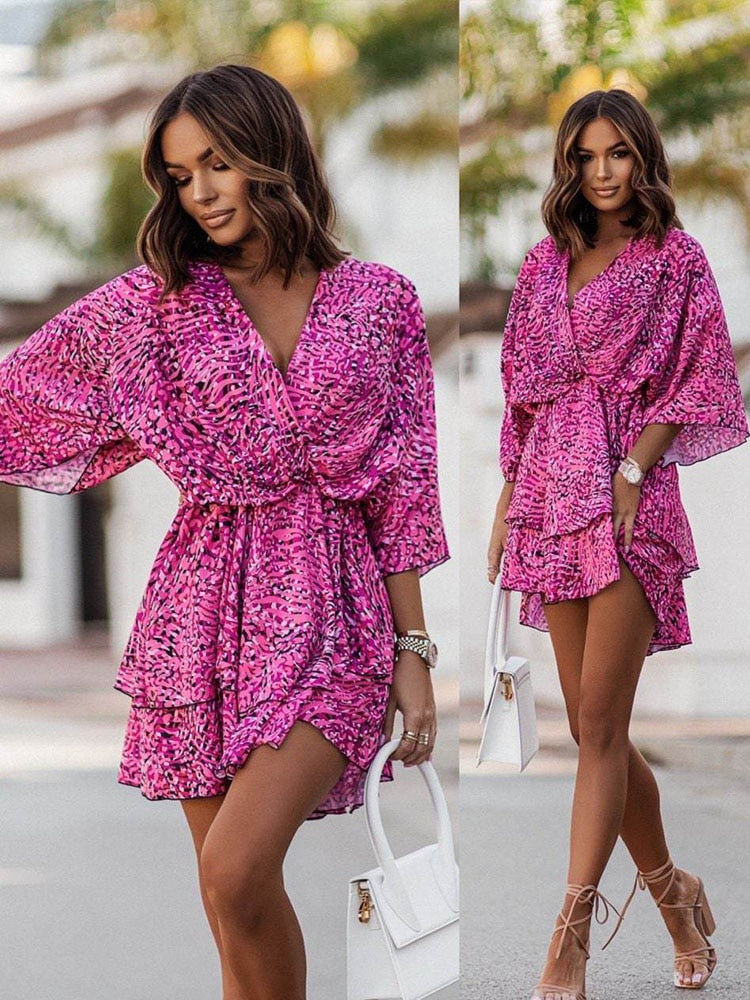 Lightweight Mini Dress - Elara-Orange/Pink-S-The Livary