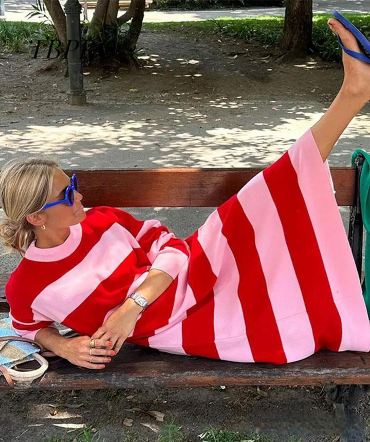 Lightweight Striped Summer Dress with Loose Fit – Malou-XS-State of Style