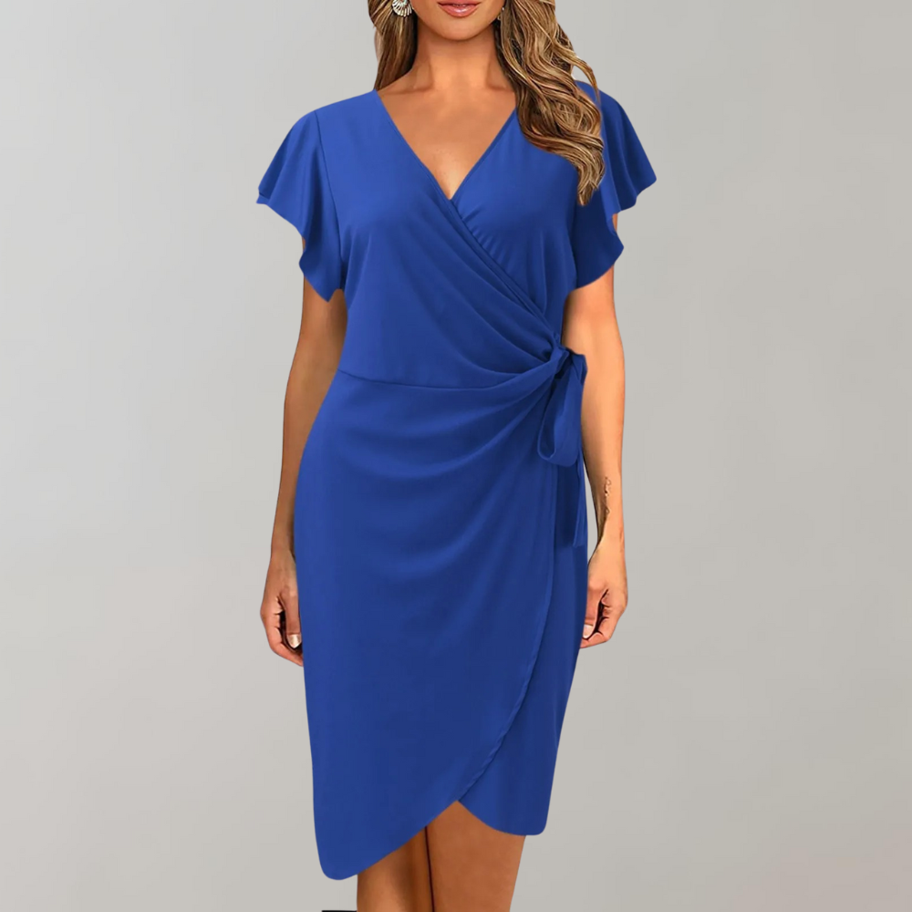 Lightweight Summer Dress with Short Sleeves - Sofia-Blue-S-Nora Luxe