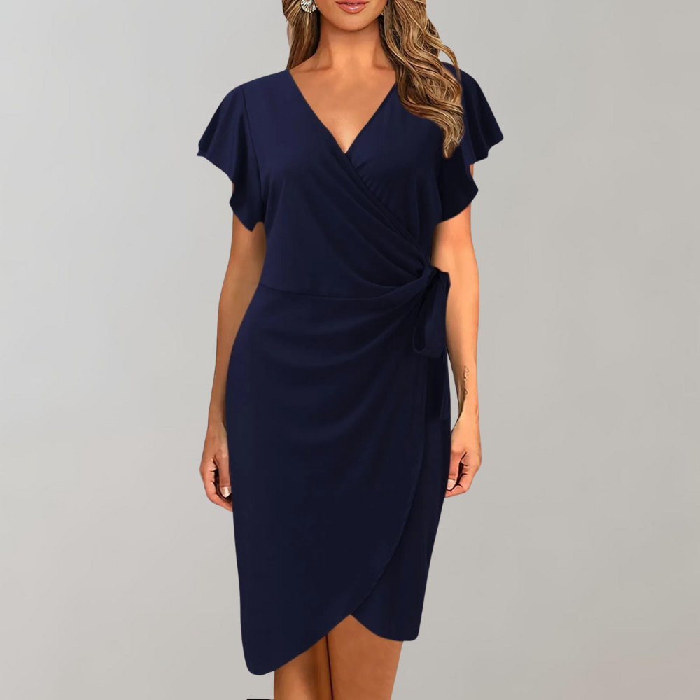 Lightweight Summer Dress with Short Sleeves - Sofia-Dark blue-S-Nora Luxe