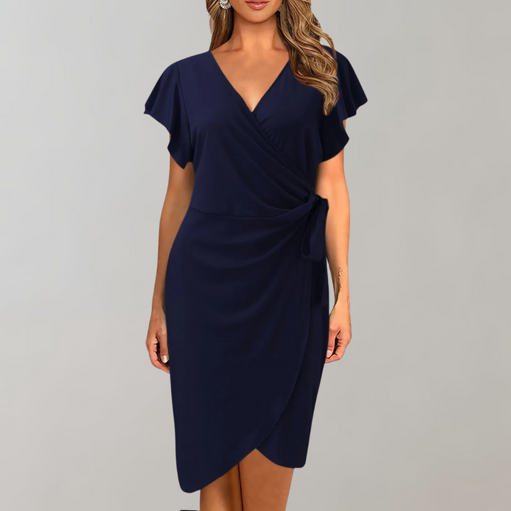 Lightweight Summer Dress with Short Sleeves - Sofia-Dark blue-S-Nora Luxe