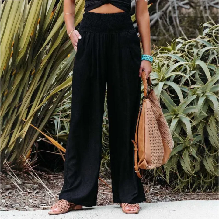 Lightweight Summer Trousers - Solana-black-S-Nora Luxe