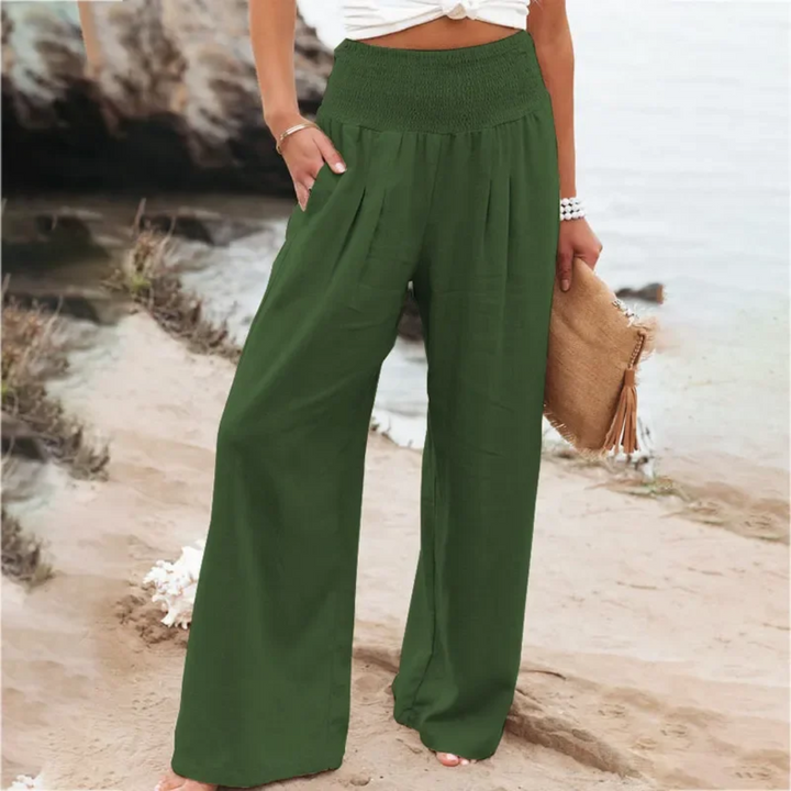 Lightweight Summer Trousers - Solana-dark green-S-Nora Luxe