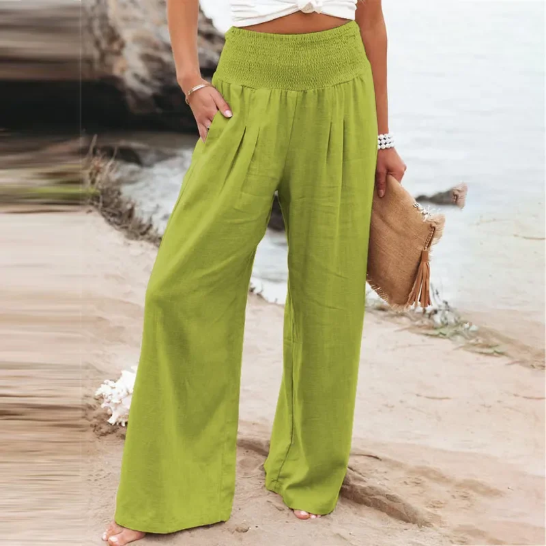Lightweight Summer Trousers - Solana-light green-S-Nora Luxe