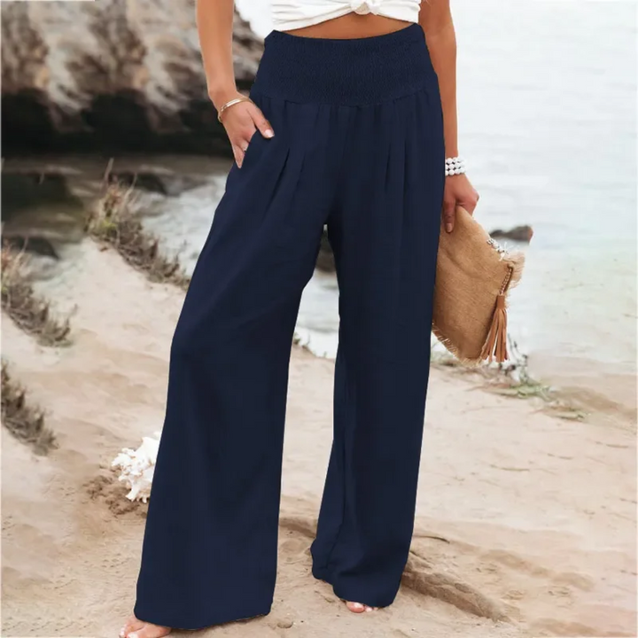Lightweight Summer Trousers - Solana-navy blue-S-Nora Luxe