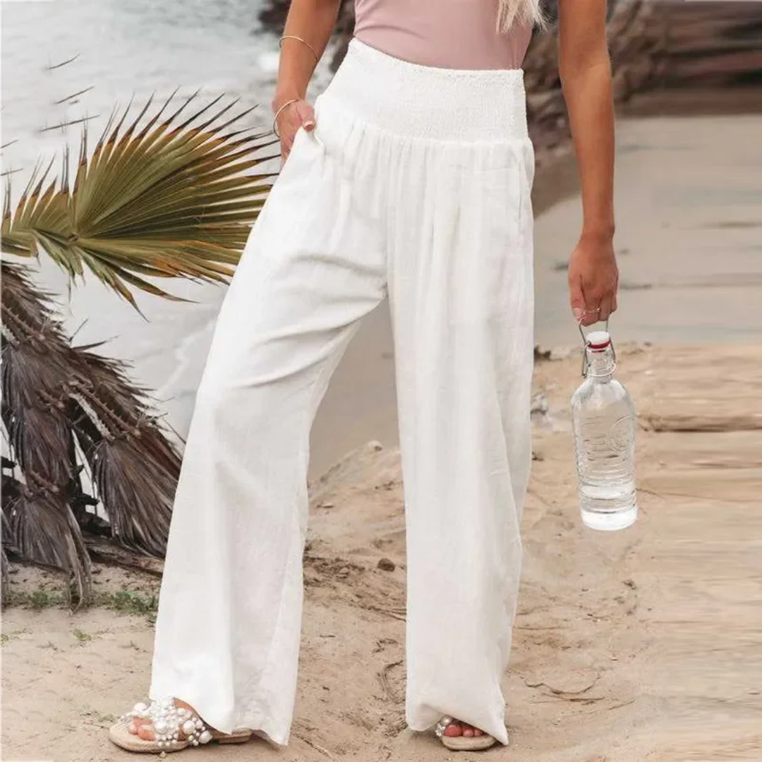 Lightweight Summer Trousers - Solana-white-S-Nora Luxe