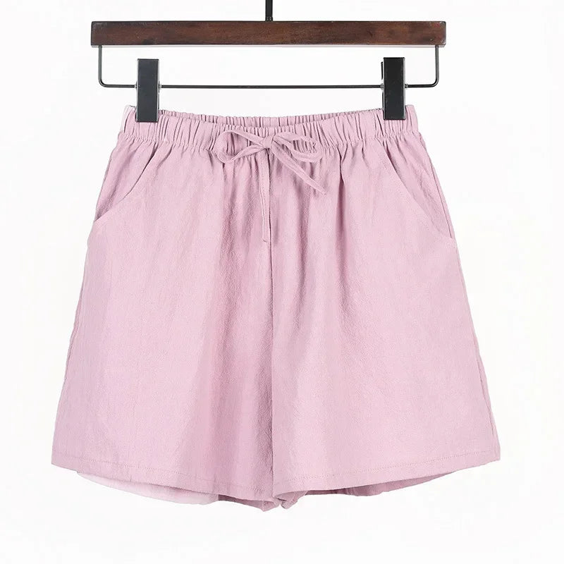 Lightweight Women’s Linen Shorts with High Waist and Sporty Fit – Fenja-Pink-S-Nora Luxe