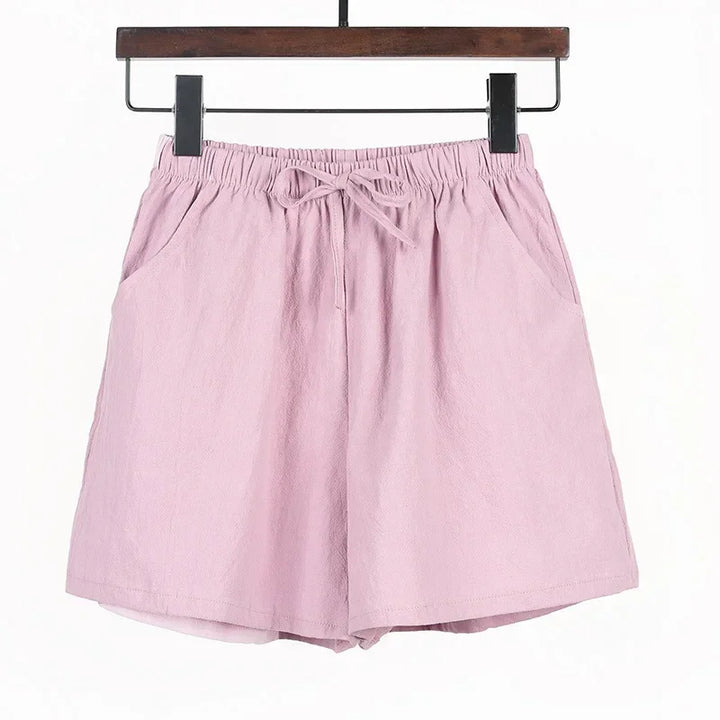 Lightweight Women’s Linen Shorts with High Waist and Sporty Fit – Fenja-Pink-S-Nora Luxe