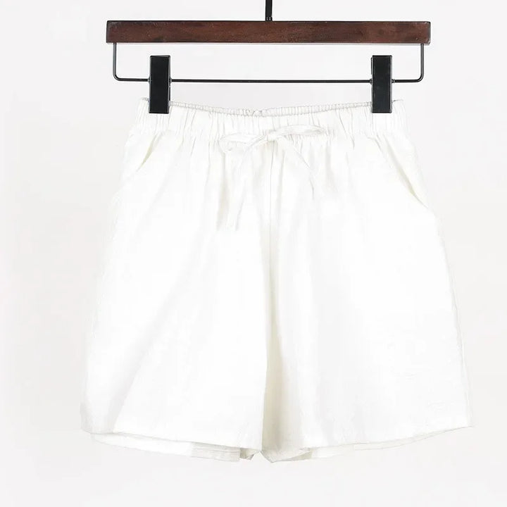 Lightweight Women’s Linen Shorts with High Waist and Sporty Fit – Fenja-White-S-Nora Luxe