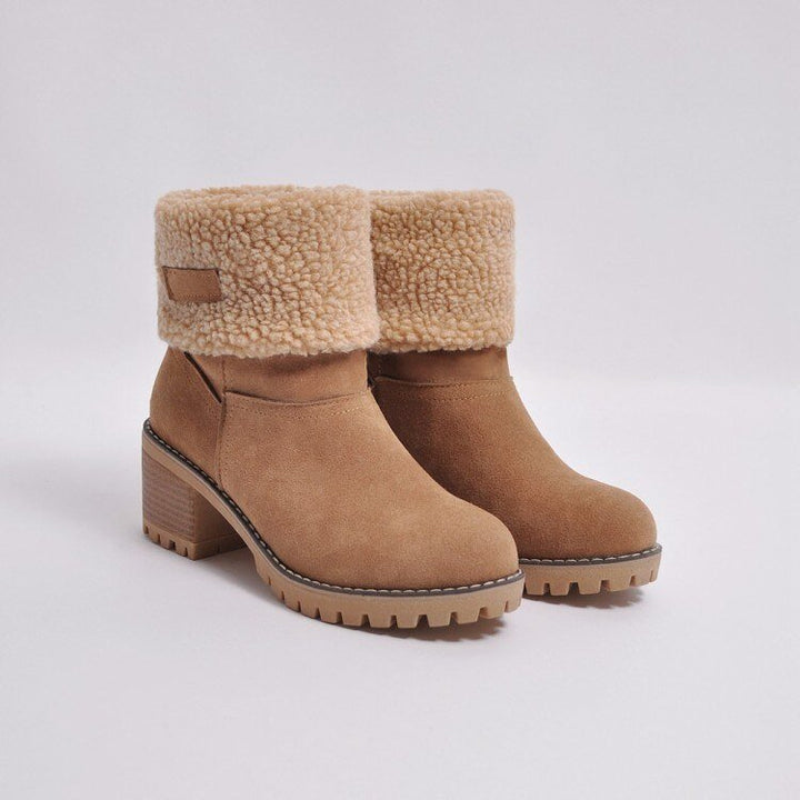 Lined Winter Boots with Heel - Sophia Winter Boots-Brown-3.0-Nora Luxe