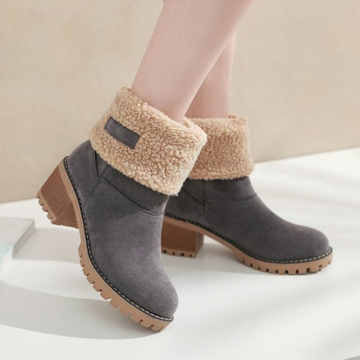 Lined Winter Boots with Heel - Sophia Winter Boots-Gray-3.0-Nora Luxe