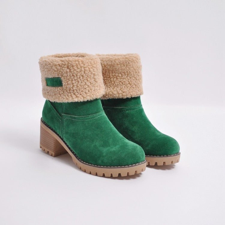 Lined Winter Boots with Heel - Sophia Winter Boots-Green-3.0-Nora Luxe
