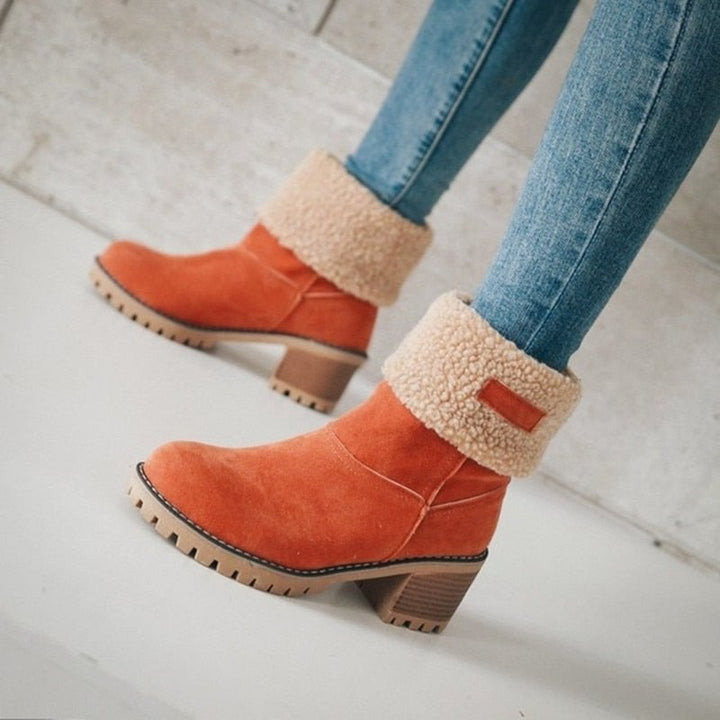 Lined Winter Boots with Heel - Sophia Winter Boots-Orange-3.0-Nora Luxe