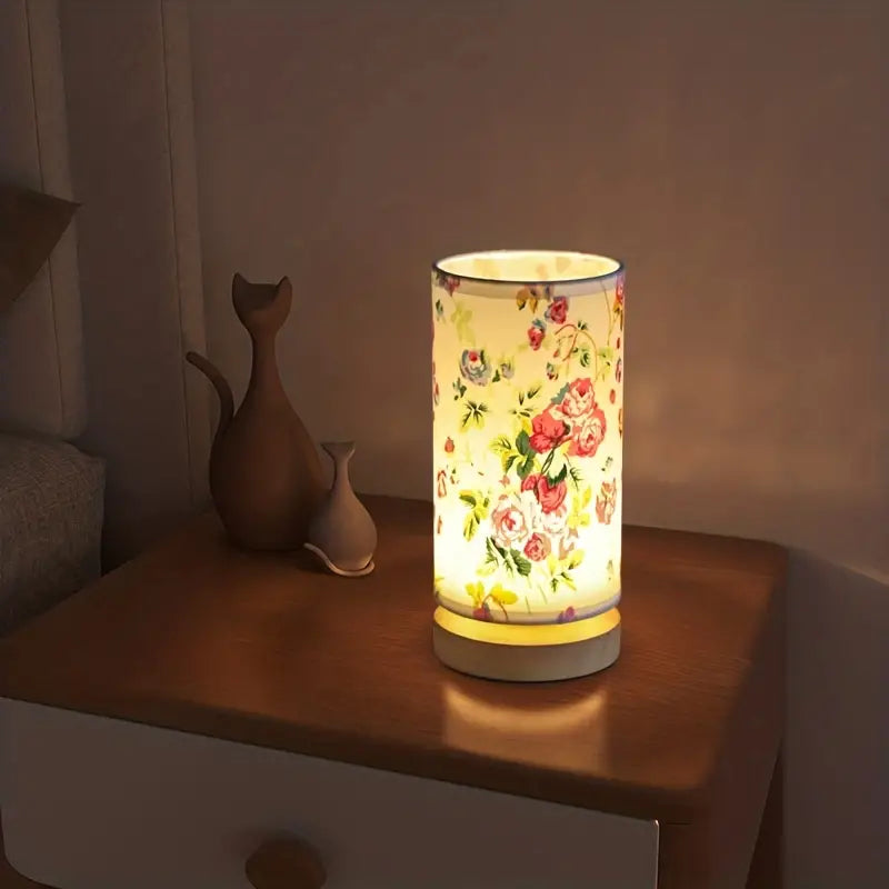 Linen Look Night Light - LinoGlow-With Flowers-Nora Luxe