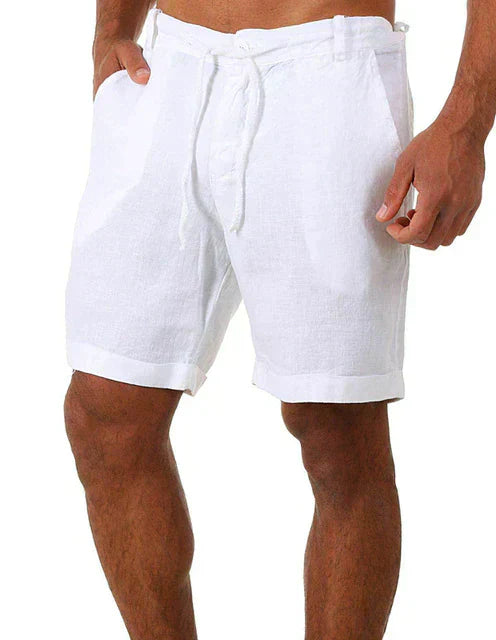 Linen Men's Shorts - Jasper-White-S-Nora Luxe