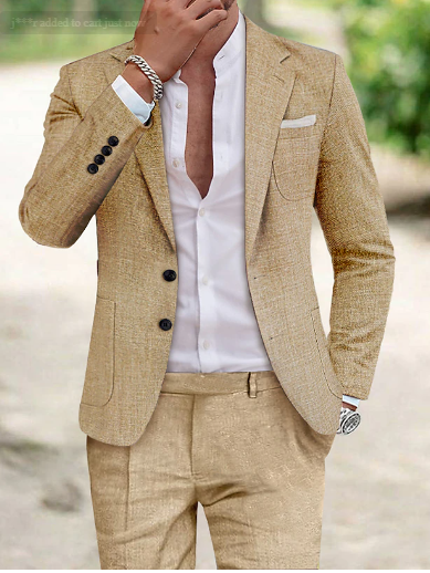 Linen Men's Suit - Lucas-Light brown-M-Nora Luxe