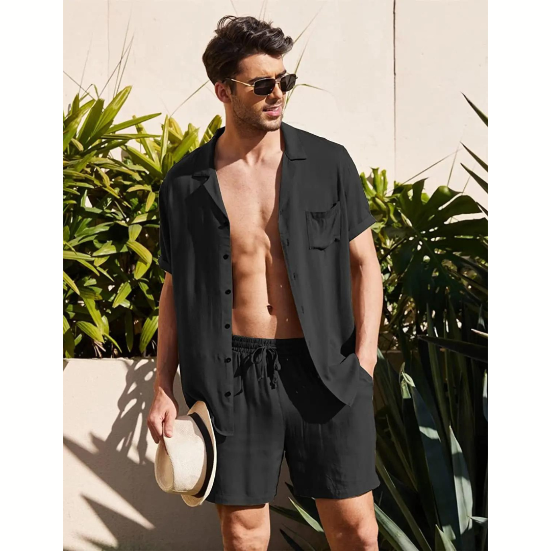 Linen Men's Summer Set – Jairo-Black-S-State of Style