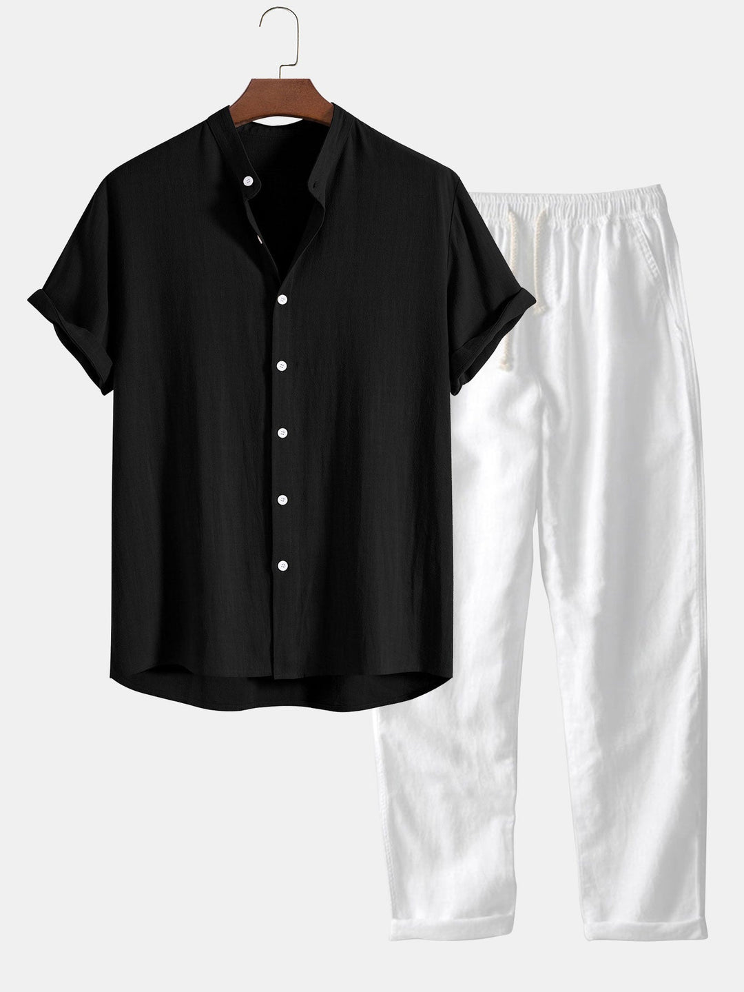 Linen Shirt and Trouser Set - Antonio-Black-S-Nora Luxe