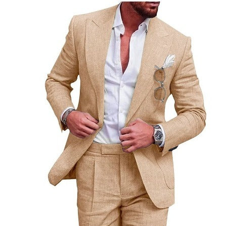 Linen Suit for Men - Felix-Beige-M-Nora Luxe