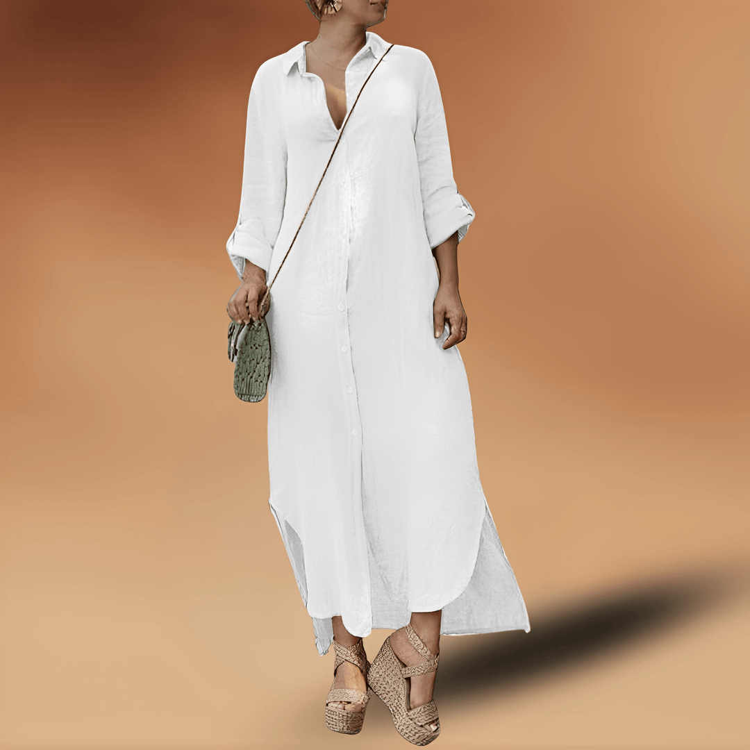 Linen Summer Dress - Maya-White-XS-Nora Luxe