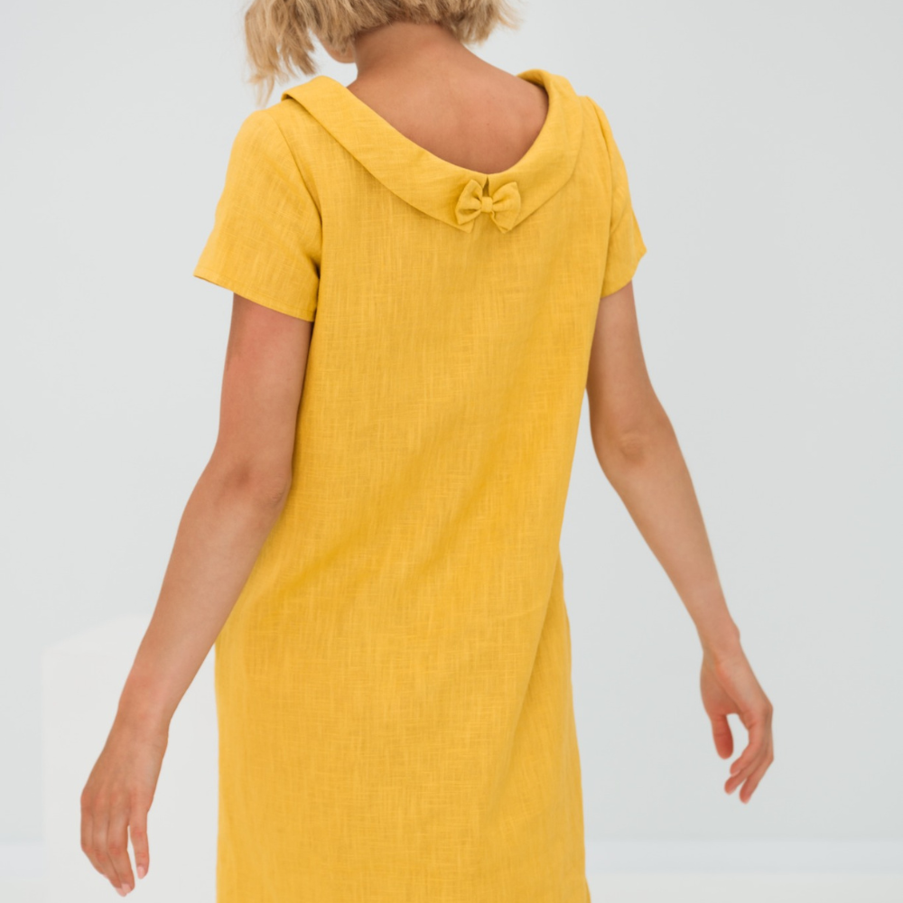 Linen Summer Dress with Midi Length – Fenna-Yellow-XS-State of Style