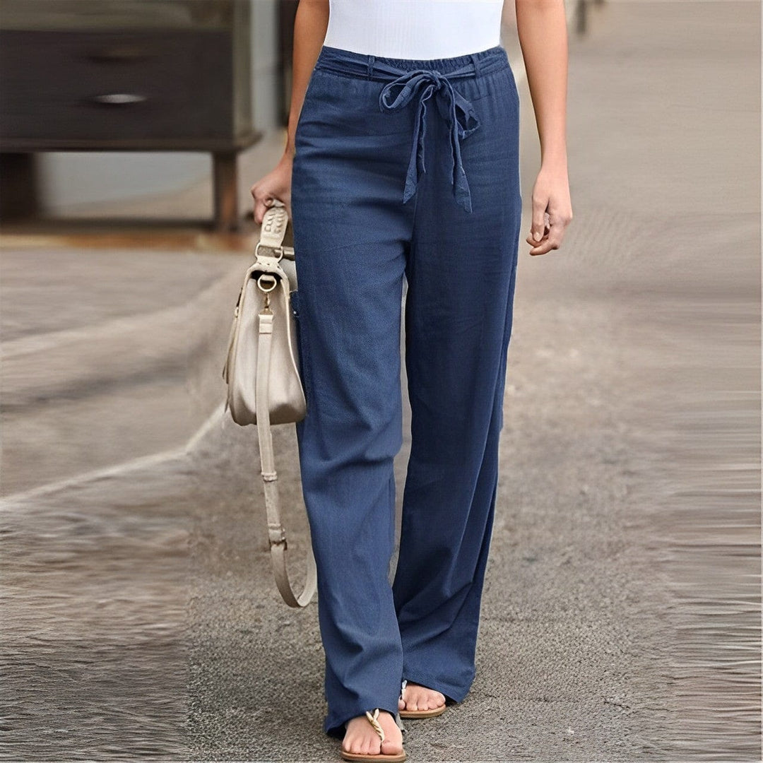 Linen Women's Trousers - Elise-Blue-S-Nora Luxe