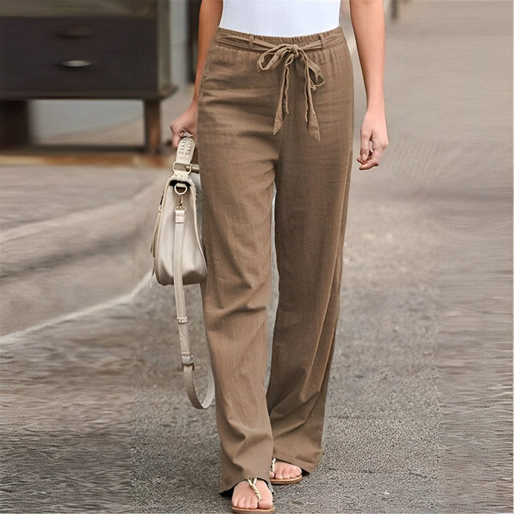 Linen Women's Trousers - Elise-Khaki-S-Nora Luxe