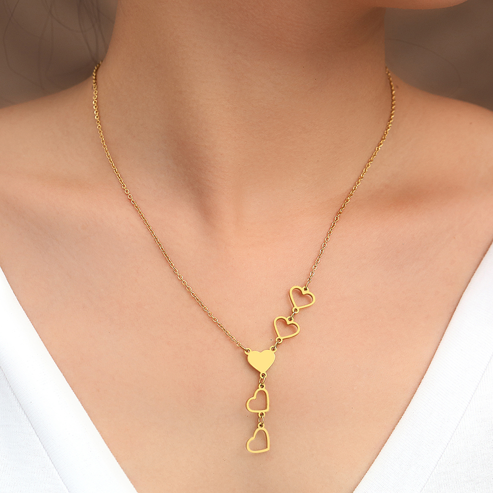Linked Heart Gold Necklace | Elegant and Timeless Jewellery-GOLD-Nora Luxe