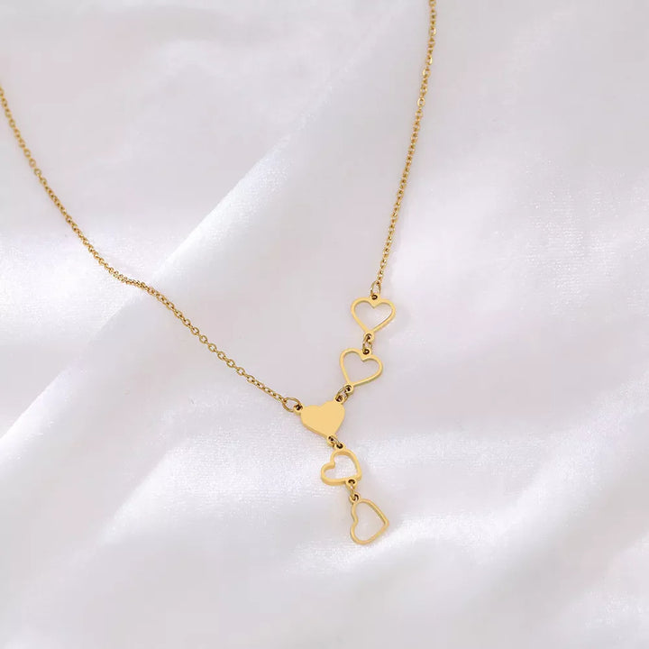 Linked Heart Gold Necklace | Elegant and Timeless Jewellery-GOLD-Nora Luxe